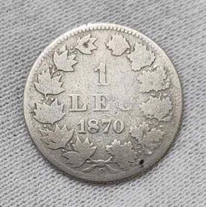 Romania 1 leu 1870 Carol - RARE - first Romanian silver coin - Picture 1 of 2