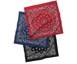 Supreme Hav-a-Hank Bandanas 3 Pack Black Navy Red Box Logo SS24 BRAND NEW SEALED - Picture 1 of 5