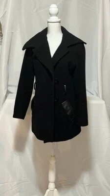 Женская шерстяная куртка APT 9 с боковыми карманами кожаные акценты размер средний - Изображение 1 из 4