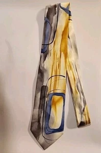 Jerry Garcia 3D Warthog Glasses Collection #54 Blue Yellow Brown 61/3.5 Silk Tie - Picture 1 of 2