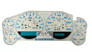 Custom White Gauge Face Overlay 2007-2013 Silverado Sierra Tahoe Gas Clusters - Picture 1 of 10
