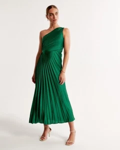 Abercrombie & Fitch Giselle Pleated One Shoulder Midi Maxi Dress Kelly Green SP - Picture 1 of 12
