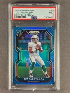 2020 Panini Prizm #339 Tua Tagovailoa Light Blue Rookie Card RC PSA 9
