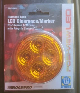 LED Clearance Marker 2.5 Sealed LED Lamp Amber w Plug In Co RoadPro Diamond Lens - Picture 1 of 3