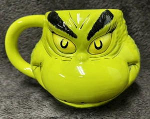 Dr. Seuss' The Grinch 3D Sculpted Green Ceramic Coffee Cup Mug Vandor - Picture 1 of 6