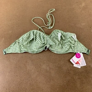 Freya Women's Size 30I Green Check In Sweetheart Ruffle Underwire Bikini Top NWT - Picture 1 of 7