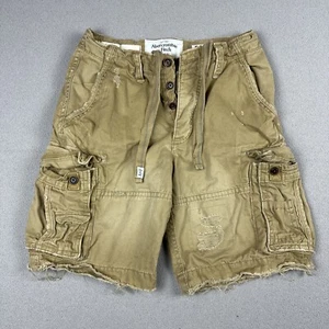 Abercrombie & Fitch Cargo Shorts 31 Distressed Heavy Button Fly Drawstring - Picture 1 of 9