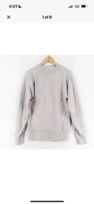 Helmet Lang Mujer Mediano Deshilachado Jersey Algodón Sudadera Gris Manga Larga Foto 1 de 4