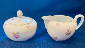 JOHANN HAVILAND- 5.75" SUGAR & CREAMER- W48- VTG. GERMANY- ROSES/GOLD- PRETTY! - Picture 1 of 24