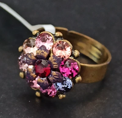 Anillo Michal Negrin púrpura rosa tonos flor con cristales de Swarovski caja de regalo Foto 1 de 4