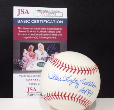STEVE "LEFTY" CARLTON Signed "HOF 94" NL Baseball Giants SWEET SPOT JSA 💎 LOA - Image 1 of 4