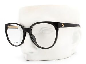 Gucci GG 3823 Y6C Eyeglasses Glasses Polished Black w/ Gold GG Logo 52-17-140