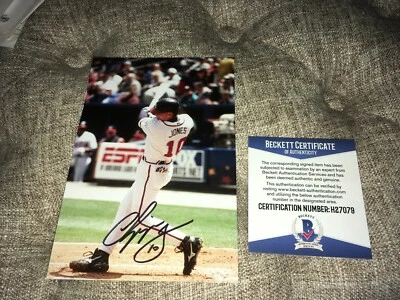 Chipper Jones Atlanta Braves Signed 4"x6" Photo BAS Certified - Image 1 of 2