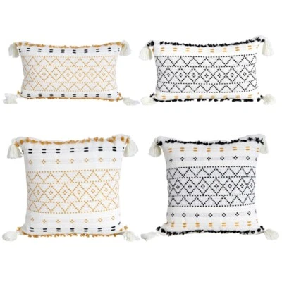 45x45cm/30x50cm Nordic Knitted Geometric Tassel Pillowcase Sofa Cushion Cover - Image 1 of 4