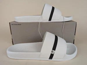 Kenneth Cole Sandals Mens 12 M Screen Print 2.0 Slide Pool Flats White Shoes NEW - Picture 1 of 10