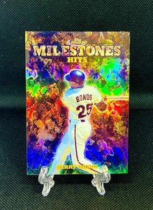 Barry Bonds — 1999 Topps Finest Milestones Hits REFRACTOR, Serial #d — Gorgeous