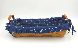 Longaberger 1995 Bread Basket Blue Fabric Liner Petalware & Plastic Protector - Picture 1 of 5
