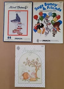 Lot of 3 Booklets Cross Stitch Patterns Angel Love Bugs Bunny Stewart Moskowitz - Picture 1 of 22