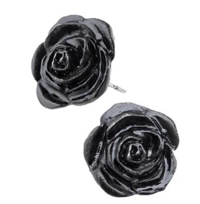 Par de aretes de postes quirúrgicos Alquimia gótica El romance de la rosa negra E339 Foto 1 de 4