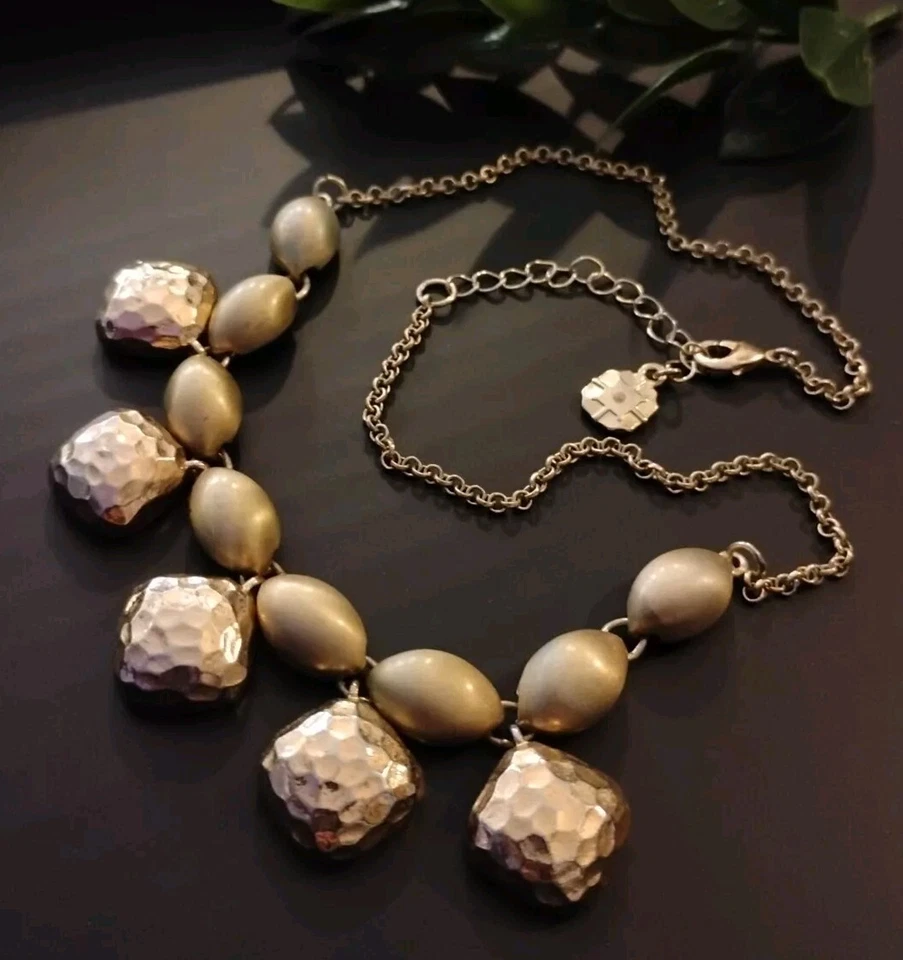 Designer MONET Signed Gold Tone Chain Chunky Textured Nugget 16"+ Necklace! Foto 1 de 1