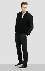  Kenneth Cole Reaction Men's Wool Blend Quilted Bomber Jacket (Black) - Picture 1 of 6