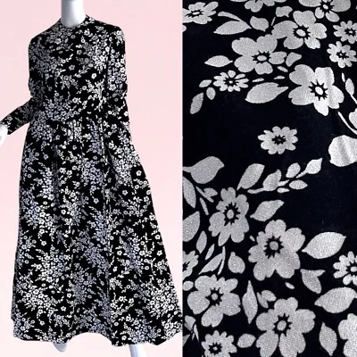 Vestido de fiesta de noche floral de terciopelo metálico boutique Geoffrey Beene vintage de los años 70 Foto 1 de 4