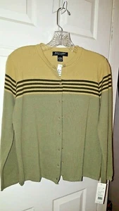 RAFAEL Sport Women's CARDIGAN Sweater Olive & Camel Size Small - Size S NWT - Picture 1 of 7