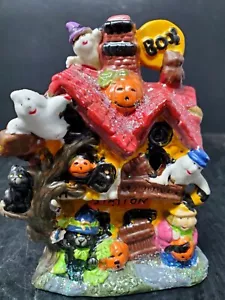 Vtg. Haunted Halloween Boo Ghost House Ceramic Sparkly.No Light Cord 5" - Picture 1 of 8