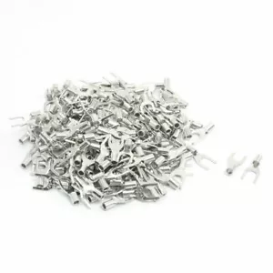 200Pcs Metal Non-Insulated Fork Spade Terminals SNB1.25-4 AWG 22-16 19A ✦KD - Picture 1 of 4