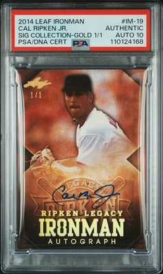 2014 GOLD 1/1 #IM-19 CAL RIPKEN JR. 1/1 PSA AUTHENTIC AUTO 10 - Image 1 of 2