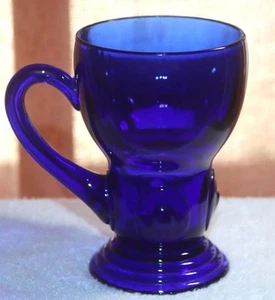 Taza de vidrio azul cobalto Martinsville MOON DROPS vintage nueva circa 1932 - Imagen 1 de 4