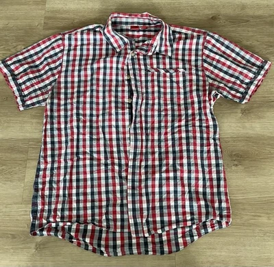 Camisa de franela a cuadros roja Eastern Mountain Sports para hombre talla mediana manga corta Foto 1 de 4