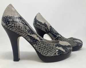 Office size 3 (36) snake print grey multi coloured leather high heel courts - Picture 1 of 12