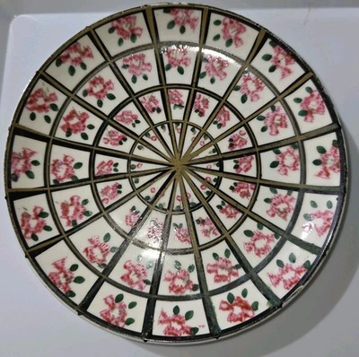 Vintage Hand Painted Betson Art Deco Fine China Plate 6" Japan Geometric Rose  - Image 1 of 4