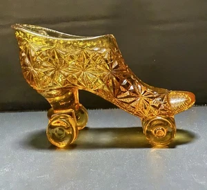 Vintage Braunglas Rollschuh Schuh ~ 3,5" MCM Dekor Retro Disco Figur - Bild 1 von 7