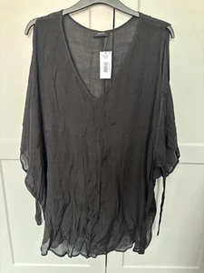Papaya Kaftan/Beach Cover Up - Size 16-18 Large - BNWT - Black Ideal For summer - Picture 1 of 2