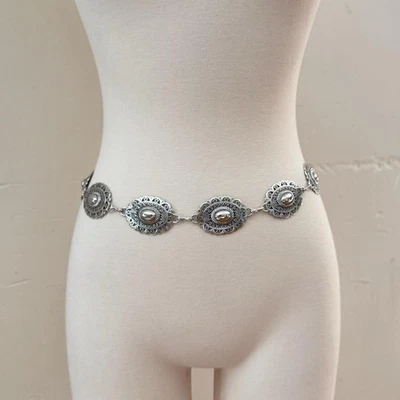 Cinturón de cadena concho occidental boho plateado Foto 1 de 4