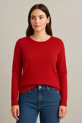 INC 红色毛衣女式大码长袖圆领针织套衫樱桃女孩 — 第 1/4 张图片