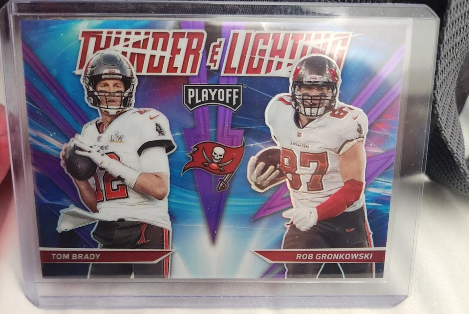2021 Panini Playoff Tom Brady & Rob Gronkowski Thunder & Lightning Purple Prizm - Image 1 of 2