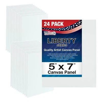 U.S. ART SUPPLY 5 in. x 7 in. Professional Artist Cotton Canvas Panel Board (24 Pack)