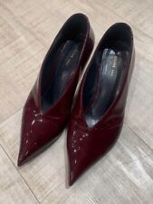 Celina Pointed Toe V-cut Vintage Leather Phoebe Heels Pumps Size US 4.5 Auth