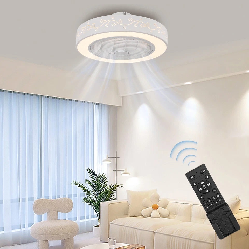 Modern 50cm Ceiling Fan Light 3-Color LED Chandelier Lamp Dining room+Remote - Image 1 of 4
