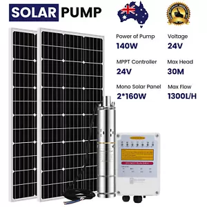 Solar Panel Submersible Deep Well Stainless Steel Bore Water Pump Kit - Picture 1 of 12