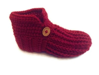 Textured Booties Slippers Crochet Shoes Socks W Button Crochet Printed Pattern - Image 1 of 4