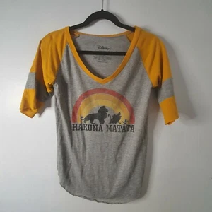 Disney Lion King Top Hakuna Matata Size S Shirt Women's Gray Short Sleeve Gold - Picture 1 of 6