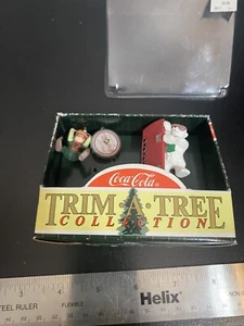 Set of 2 Cola-Cola Polar Bear Trim A Tree Collection Ornaments 1997 Coke - Picture 1 of 8