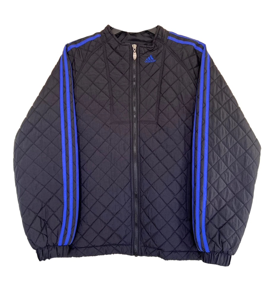 Chaqueta Adidas Negra/Azul Logo Rayas Acolchada Cremallera Completa De Colección Mujer Talla S Usada en Excelente Condición Foto 1 de 4
