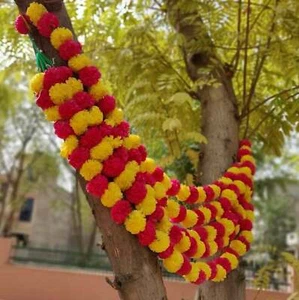 5 Pcs Artificial Marigold Flower Garlands Vine Wedding Indian Event Decoration - Imagen 1 de 51