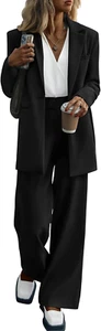 Women'S 2025 Spring Fall 2 Piece Blazer Set Casual Loose Long Blazer Jackets and - Picture 1 of 7