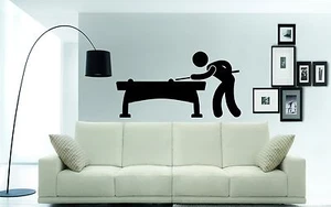 Snooker Pool Player Wall Art Sticker, Decal, ideal for games rooms or home decor - Picture 1 of 2